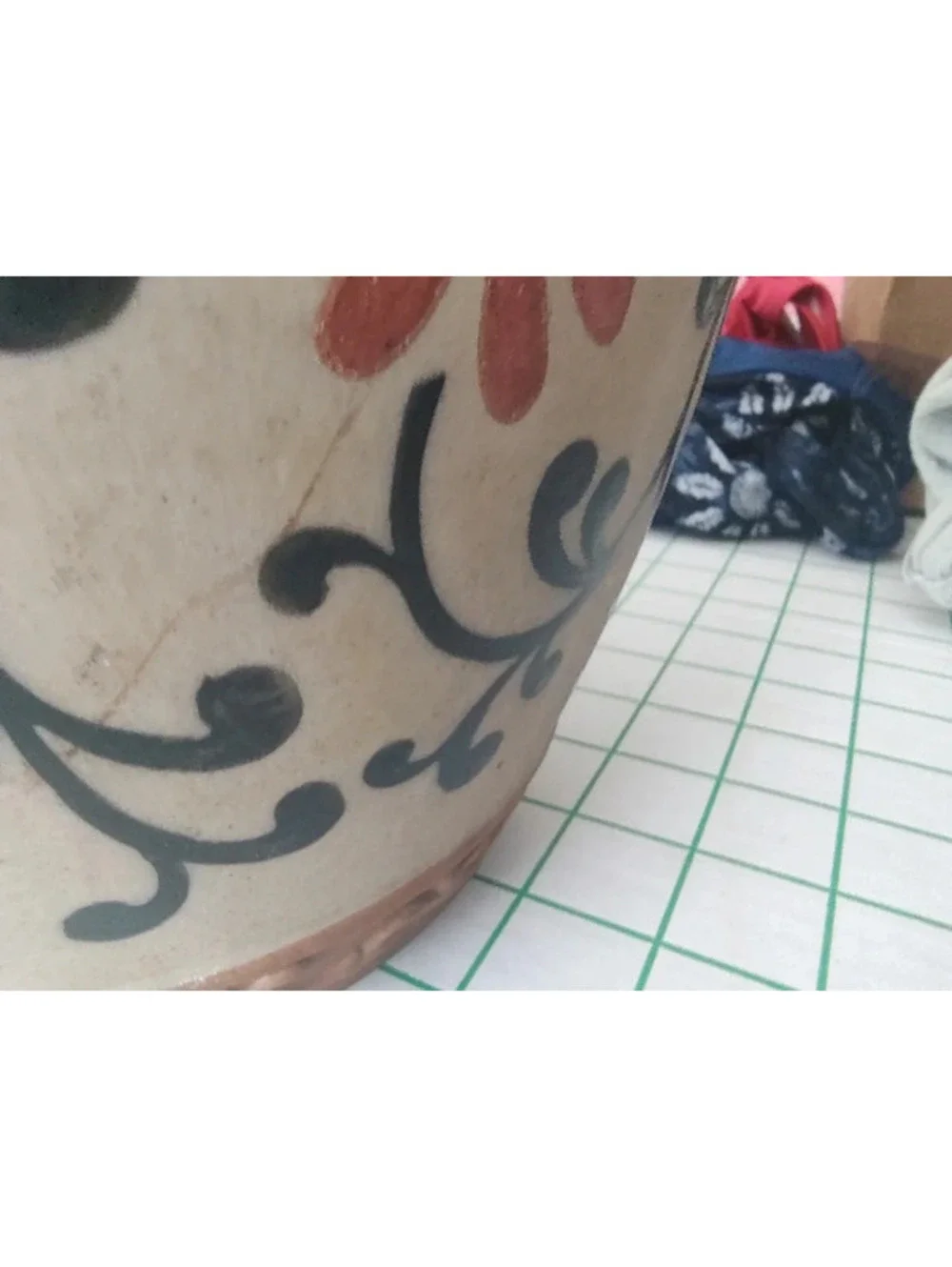 Greek Style Amphora Vase, Hand-Painted Floral Motif, Unmarked